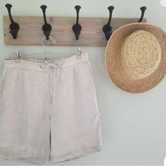 CHICO'S 100% Linen women’s Bermuda Tie Front  Shorts tan size 2.5 beachy resort - Picture 1 of 8